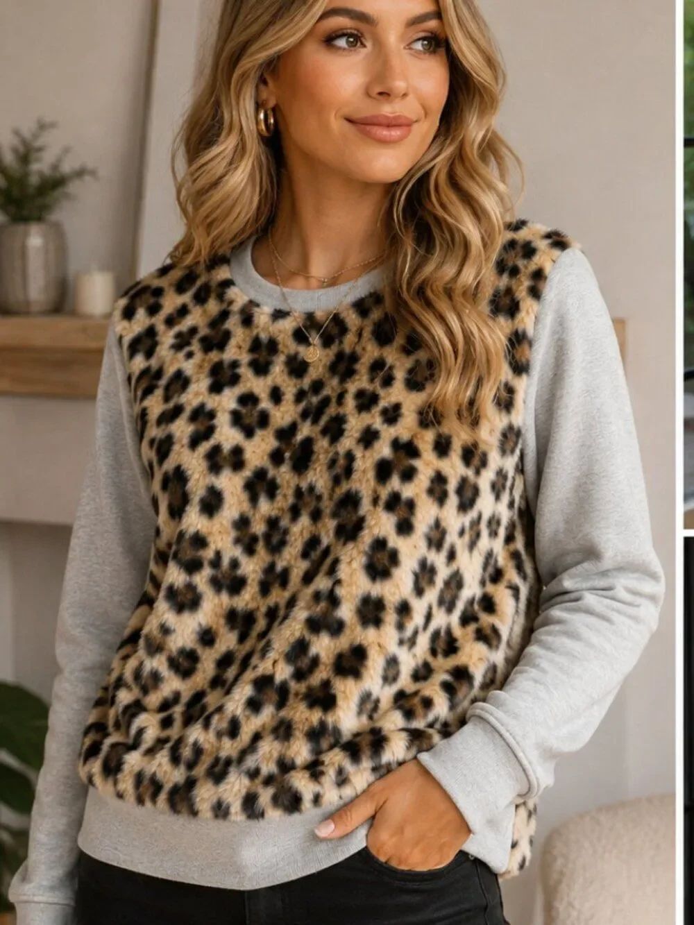 Kate Spade Leopard Faux Fur Sweatshirt Small | Cozy Glam Animal Print Pullover